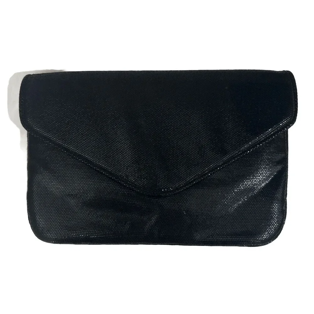Vintage Frenchy of California Black Envelope Clutch Sparkly Made in USA 80s